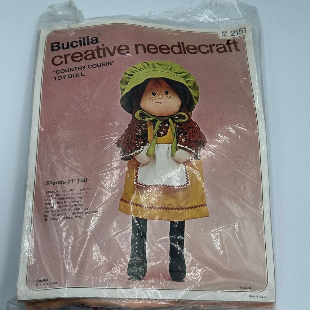 Vintage Bucilla Country Cousin Toy‎ Doll Kit 2151 Stamped Cotton Sewing 21 Inch